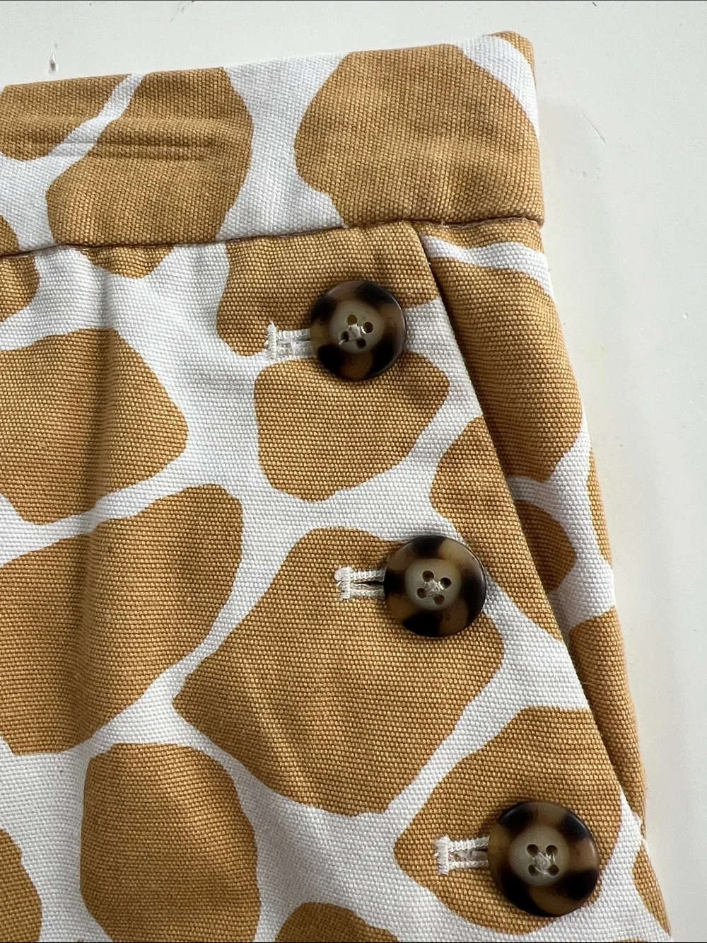 J. Crew Cotton Off White with Allover Print Mini Skirt with Pockets Size 4